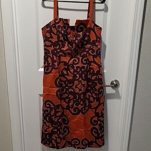 Merona Orange and Black Midi Dress